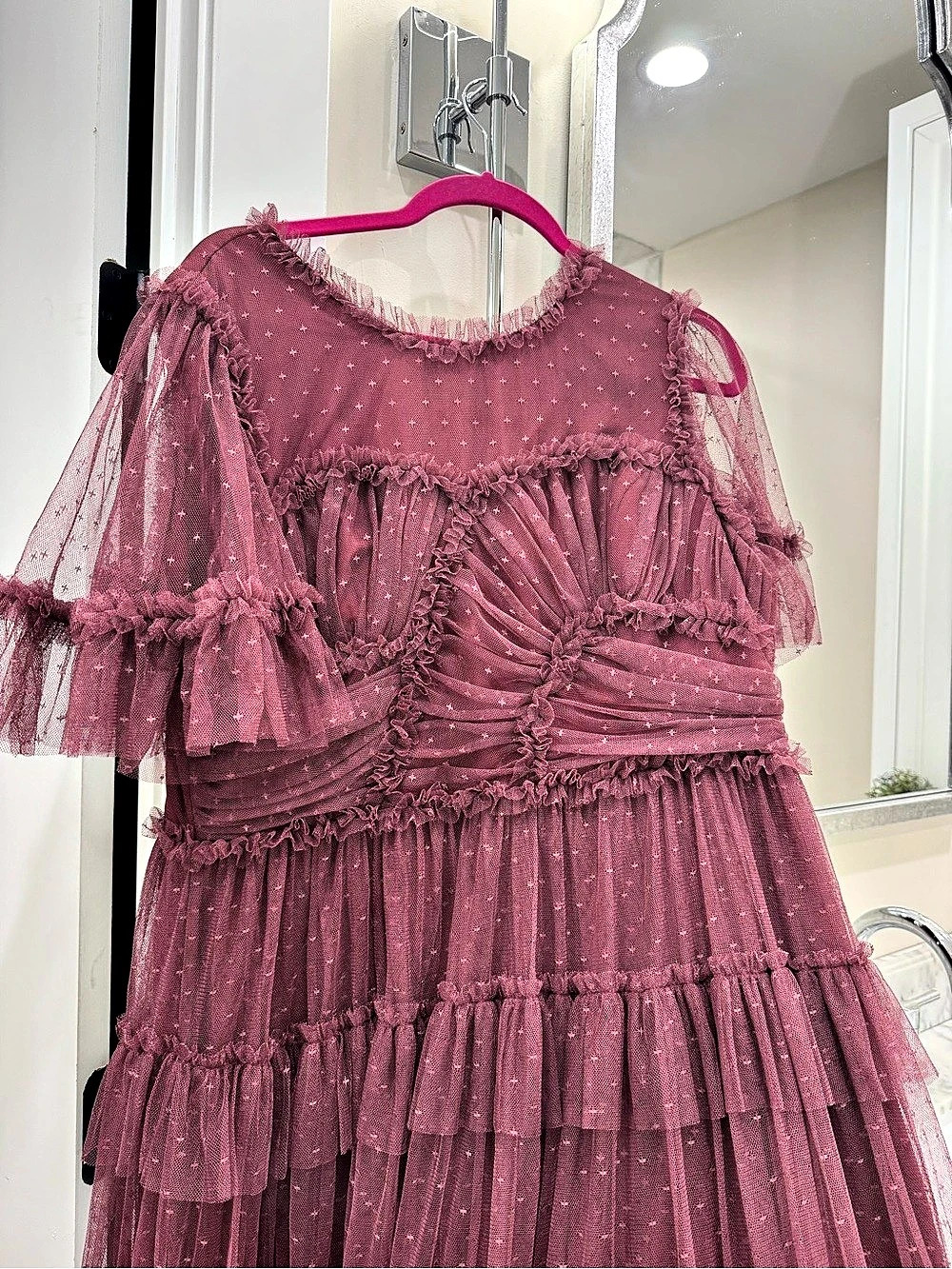 Ivy city co Tulle Maxi Dress in Pink